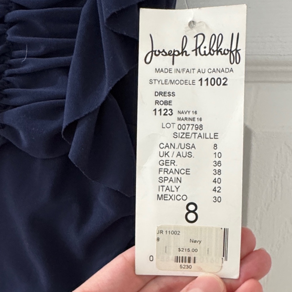 Joseph Ribkoff Navy Ruffle Mini Dress NWT - Picture 4 of 5